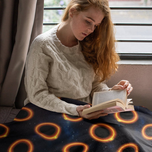 65 MCMLXV Black Solar Eclipse Polka Dot Pattern Blanket - 65mcmlxv
