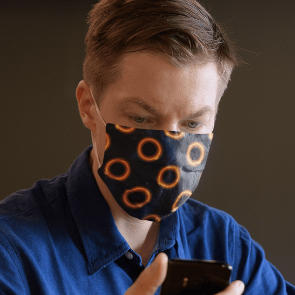 65 MCMLXV Black Solar Eclipse Polka Dot Pattern Face Mask - 65mcmlxv