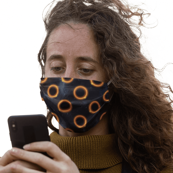 65 MCMLXV Black Solar Eclipse Polka Dot Pattern Face Mask - 65mcmlxv