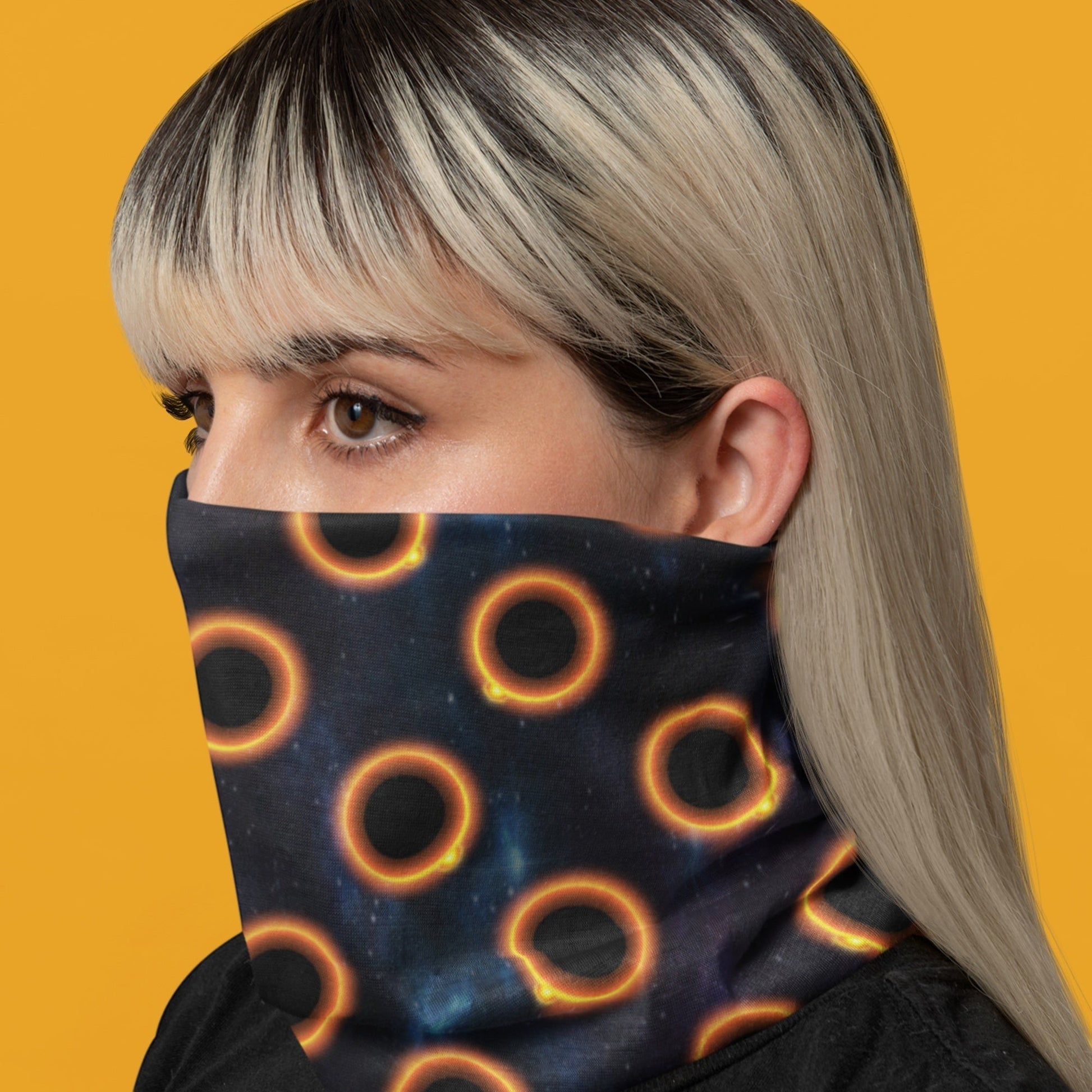 65 MCMLXV Black Solar Eclipse Polka Dot Pattern Neck Gaiter - 65mcmlxv