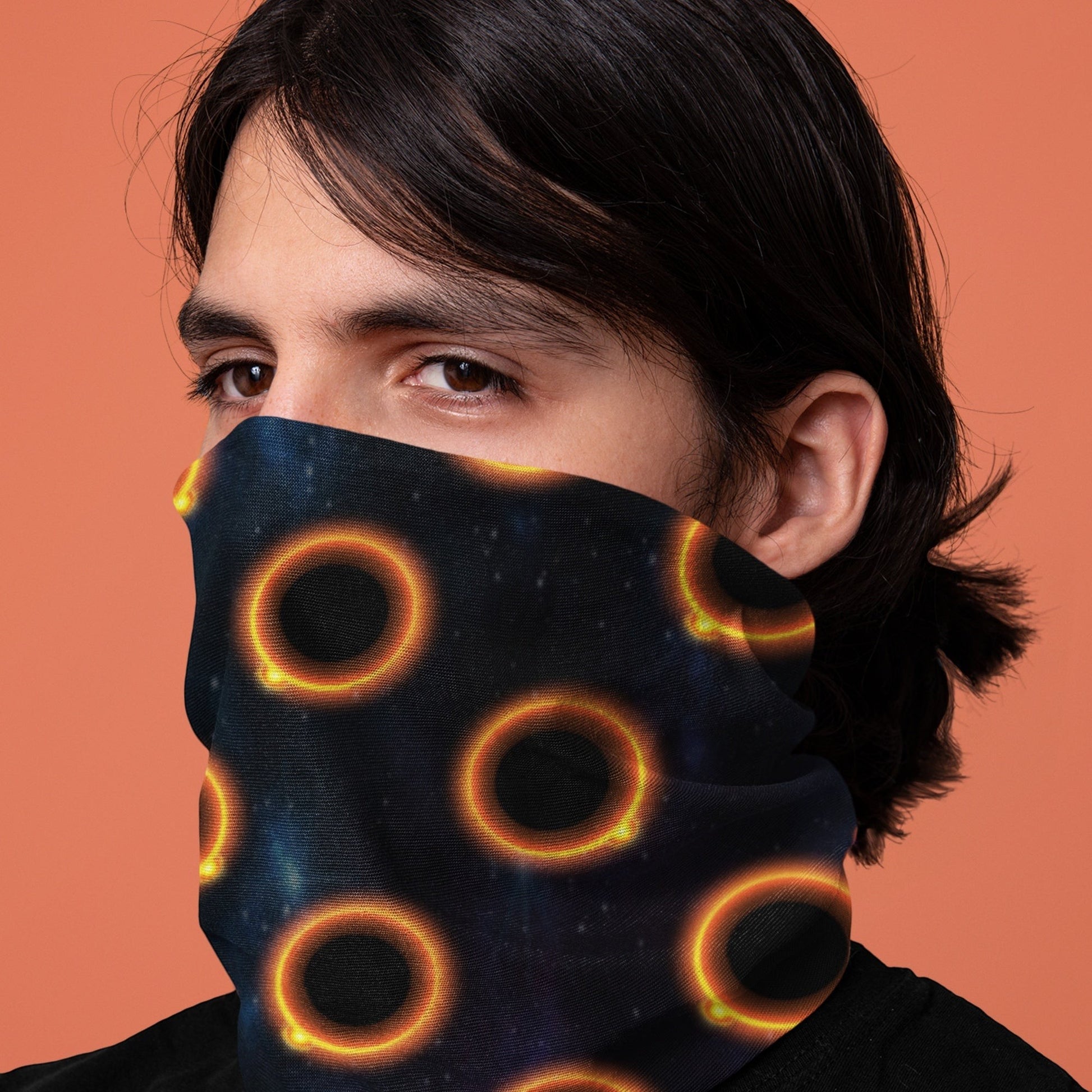 65 MCMLXV Black Solar Eclipse Polka Dot Pattern Neck Gaiter - 65mcmlxv
