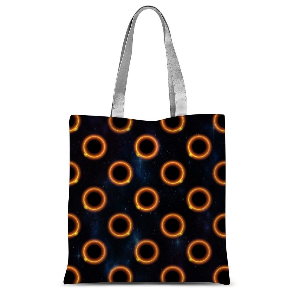 65 MCMLXV Black Solar Eclipse Polka Dot Pattern Tote Bag - 65mcmlxv