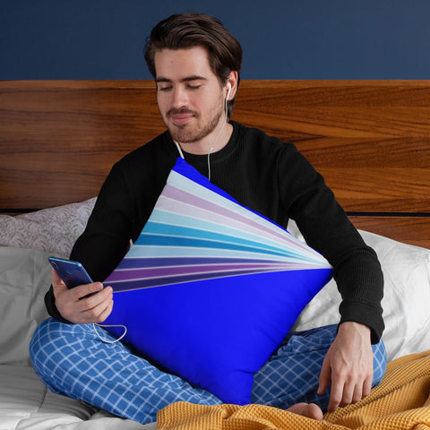 65 MCMLXV Blue Streaks of Light Square Pillow Case - 65mcmlxv
