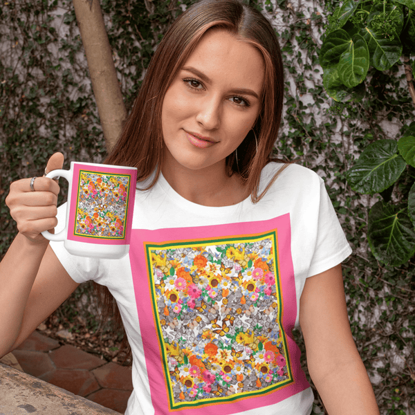 65 MCMLXV Butterflies & Flowers Women’s Premium Graphic T-Shirt - 65mcmlxv