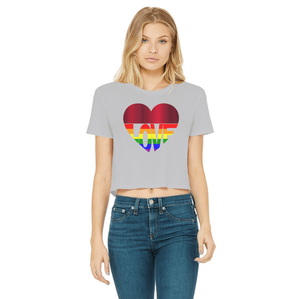 65 MCMLXV Cropped LGBT Rainbow Flag Love Heart Graphic T-Shirt - 65mcmlxv