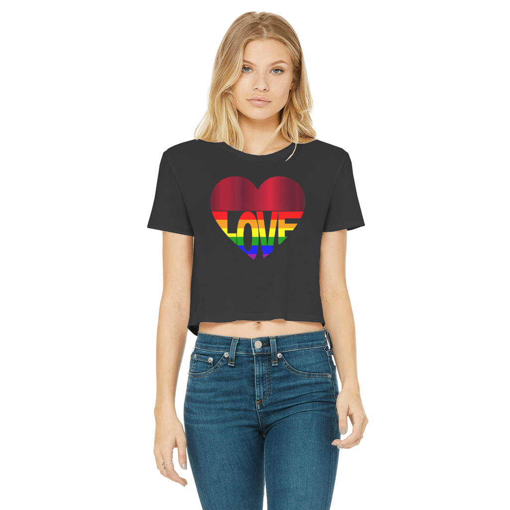 65 MCMLXV Cropped LGBT Rainbow Flag Love Heart Graphic T-Shirt - 65mcmlxv
