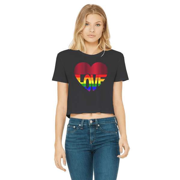 65 MCMLXV Cropped LGBT Rainbow Flag Love Heart Graphic T-Shirt - 65mcmlxv