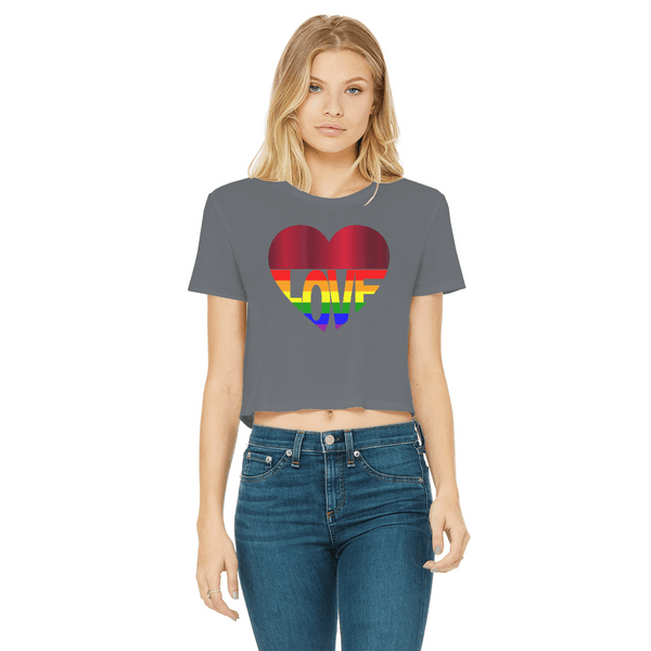 65 MCMLXV Cropped LGBT Rainbow Flag Love Heart Graphic T-Shirt - 65mcmlxv