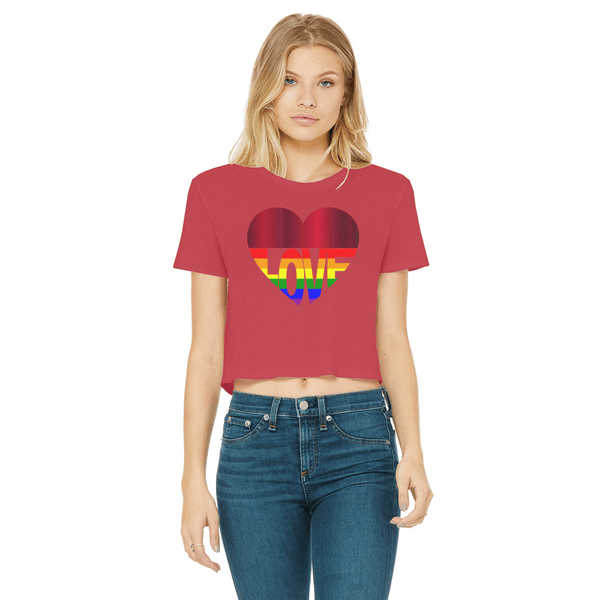 65 MCMLXV Cropped LGBT Rainbow Flag Love Heart Graphic T-Shirt - 65mcmlxv