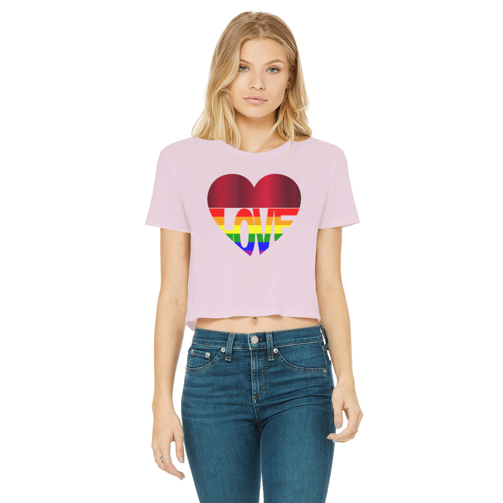 65 MCMLXV Cropped LGBT Rainbow Flag Love Heart Graphic T-Shirt - 65mcmlxv