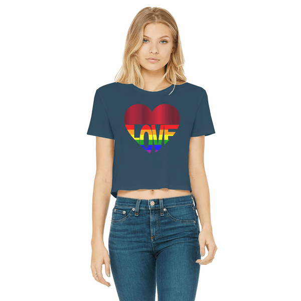 65 MCMLXV Cropped LGBT Rainbow Flag Love Heart Graphic T-Shirt - 65mcmlxv