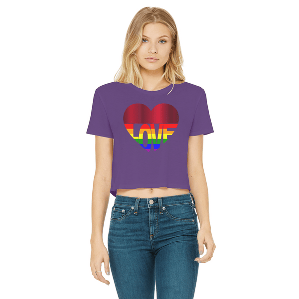 65 MCMLXV Cropped LGBT Rainbow Flag Love Heart Graphic T-Shirt - 65mcmlxv