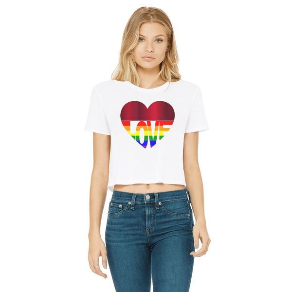 65 MCMLXV Cropped LGBT Rainbow Flag Love Heart Graphic T-Shirt - 65mcmlxv