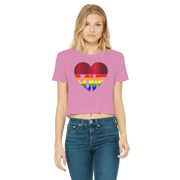 65 MCMLXV Cropped LGBT Rainbow Flag Love Heart Graphic T-Shirt - 65mcmlxv