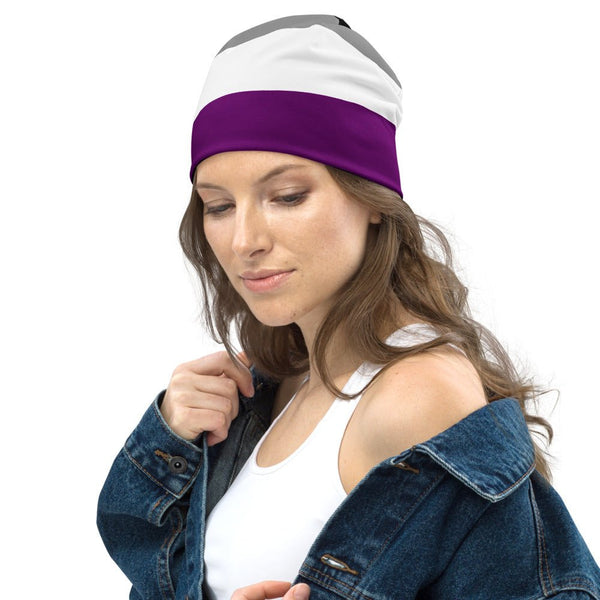 65 MCMLXV LGBT Asexual Pride Flag Print Beanie Skullcap - 65mcmlxv