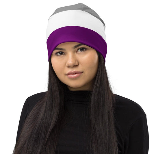 65 MCMLXV LGBT Asexual Pride Flag Print Beanie Skullcap - 65mcmlxv