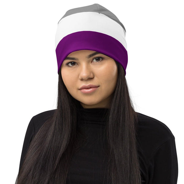 65 MCMLXV LGBT Asexual Pride Flag Print Beanie Skullcap - 65mcmlxv