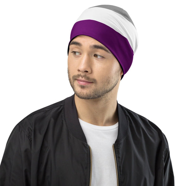 65 MCMLXV LGBT Asexual Pride Flag Print Beanie Skullcap - 65mcmlxv