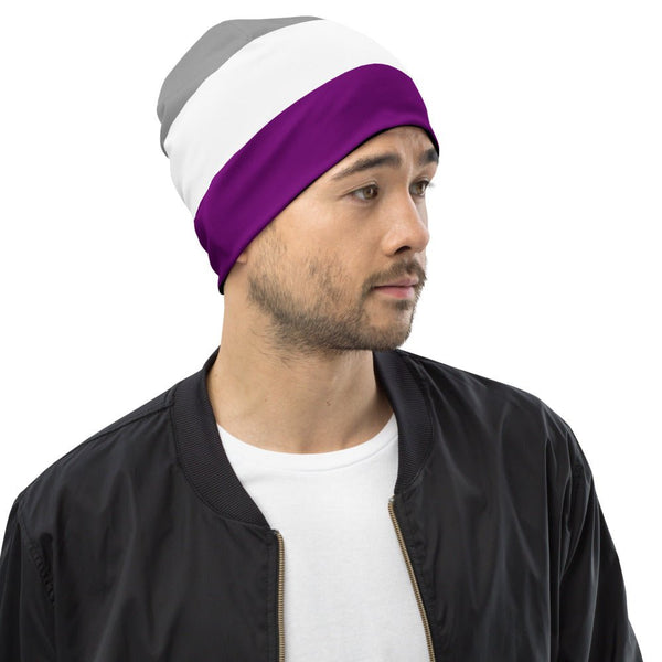 65 MCMLXV LGBT Asexual Pride Flag Print Beanie Skullcap - 65mcmlxv