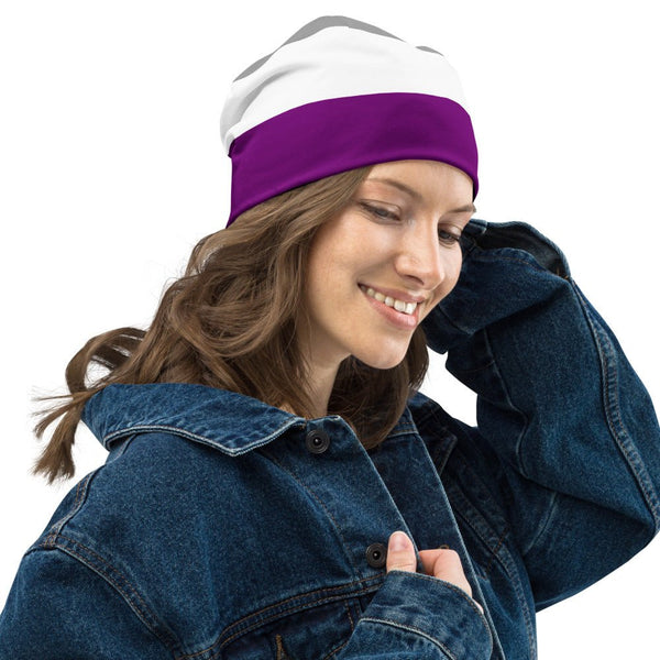 65 MCMLXV LGBT Asexual Pride Flag Print Beanie Skullcap - 65mcmlxv