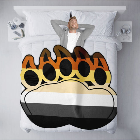 65 MCMLXV LGBT Bear Pride Flag Paw Print Fleece Throw Blanket - 65mcmlxv