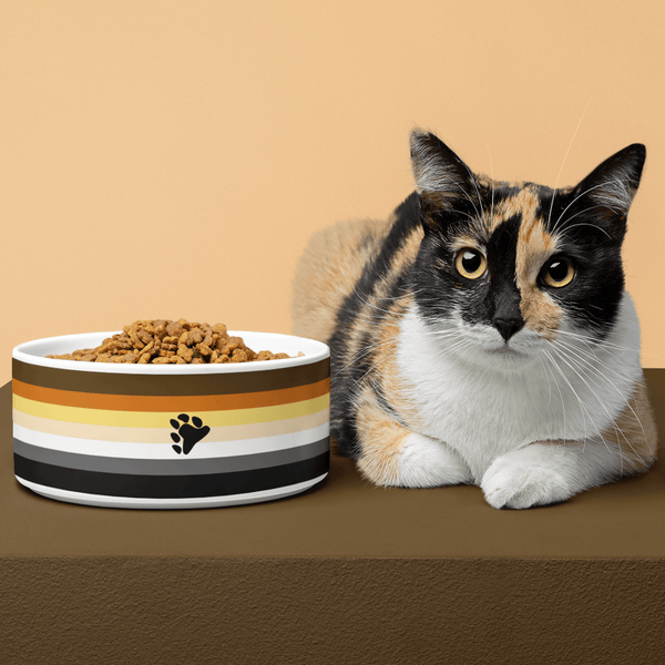 65 MCMLXV LGBT Bear Pride Flag Print Dishwasher Safe Ceramic Pet Bowl - 65mcmlxv