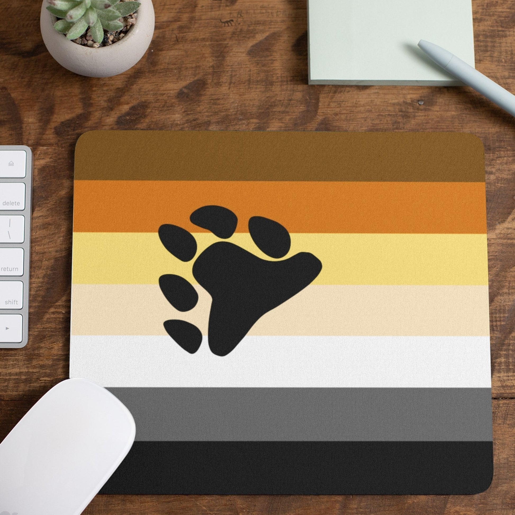 65 MCMLXV LGBT Bear Pride Flag Print Mouse Pad (Rectangle) - 65mcmlxv