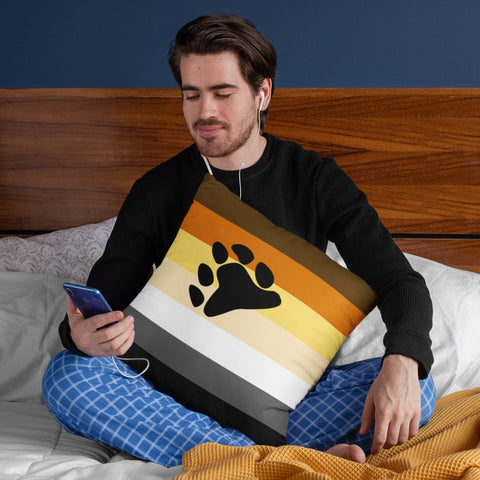 65 MCMLXV LGBT Bear Pride Flag Print Square Pillow Case Cushion Cover - 65mcmlxv