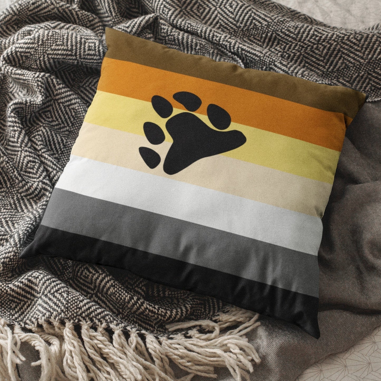 65 MCMLXV LGBT Bear Pride Flag Print Square Pillow Case Cushion Cover - 65mcmlxv