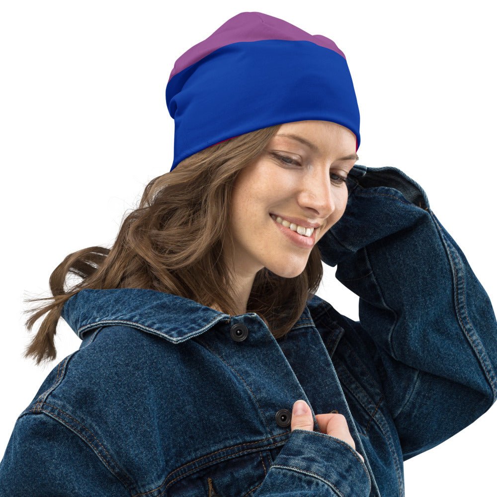65 MCMLXV LGBT Bisexual Pride Flag Print Beanie Skullcap - 65mcmlxv