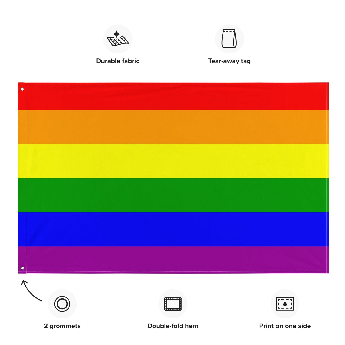 65 MCMLXV LGBT Gay Pride Rainbow Flag 34.5 x 56 - 65mcmlxv