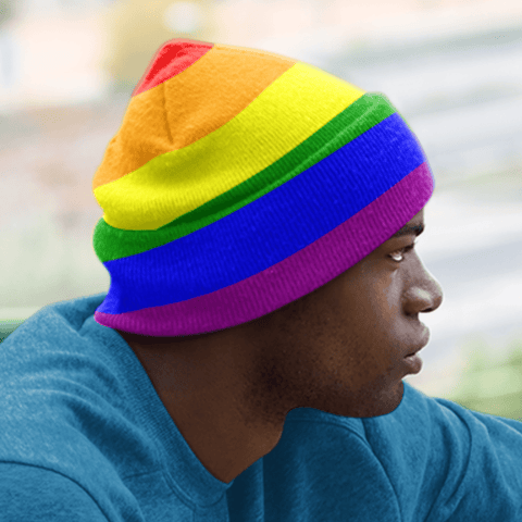 65 MCMLXV LGBT Gay Pride Rainbow Flag Print Beanie Skullcap - 65mcmlxv