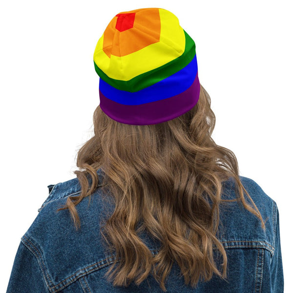 65 MCMLXV LGBT Gay Pride Rainbow Flag Print Beanie Skullcap - 65mcmlxv