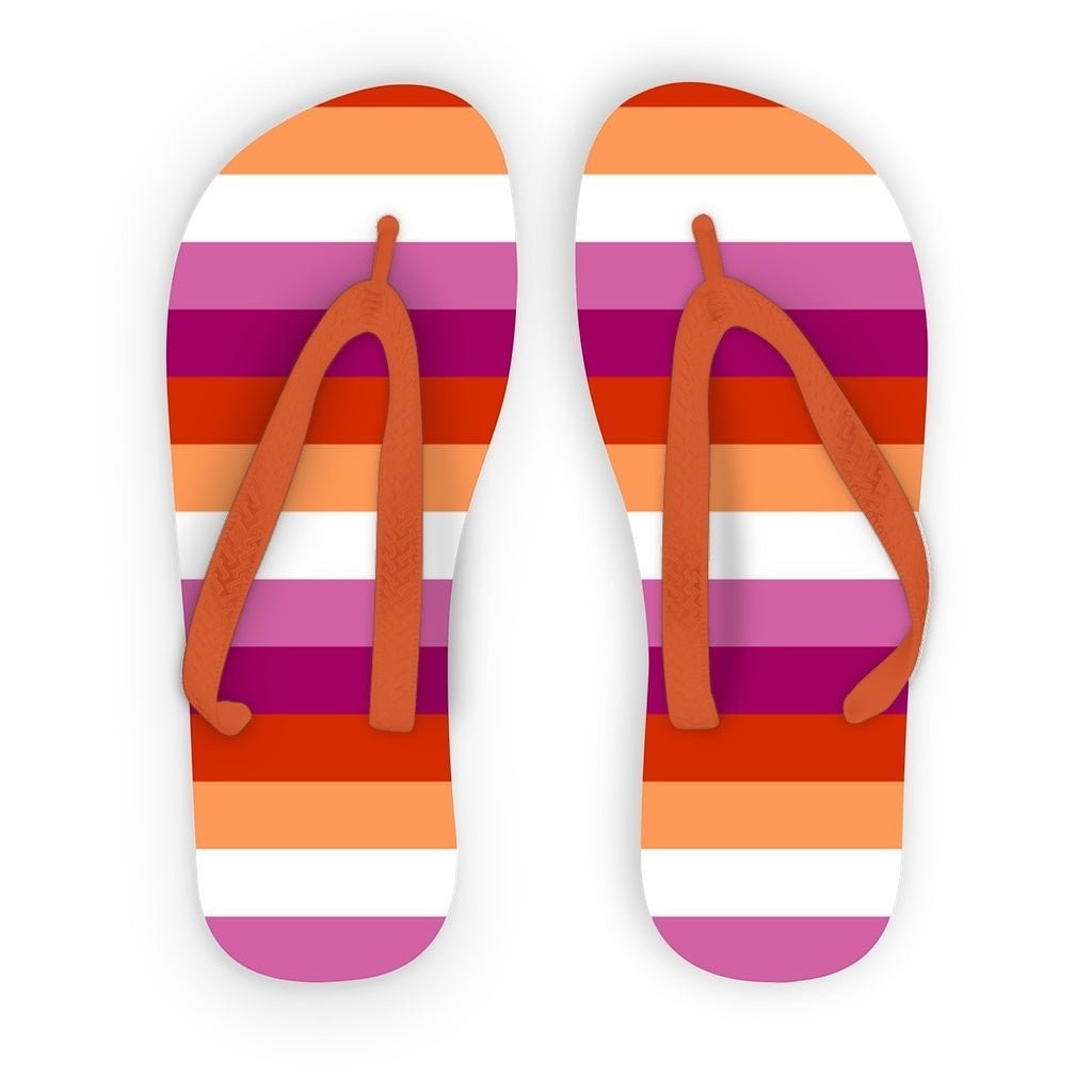 65 MCMLXV LGBT Lesbian Pride Sunset Flag Adult Flip Flops - 65mcmlxv