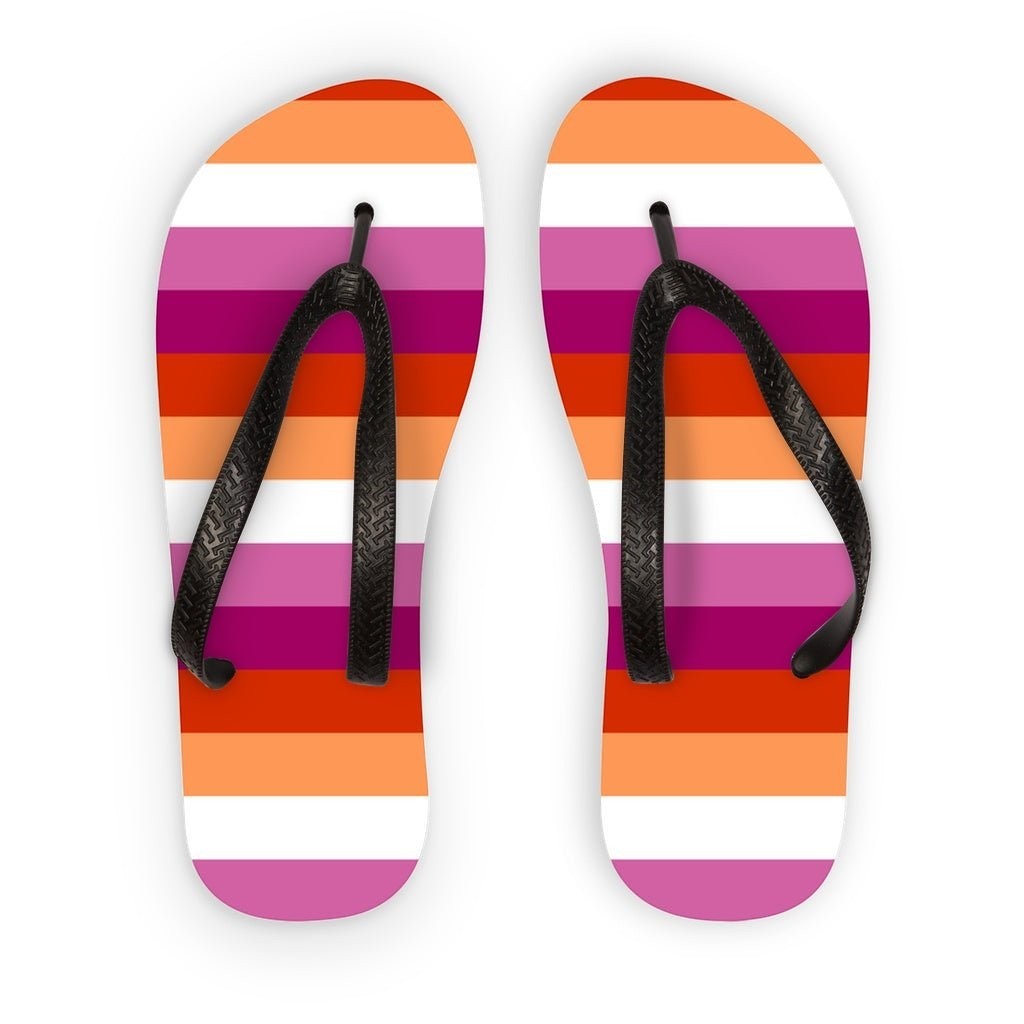 65 MCMLXV LGBT Lesbian Pride Sunset Flag Adult Flip Flops - 65mcmlxv