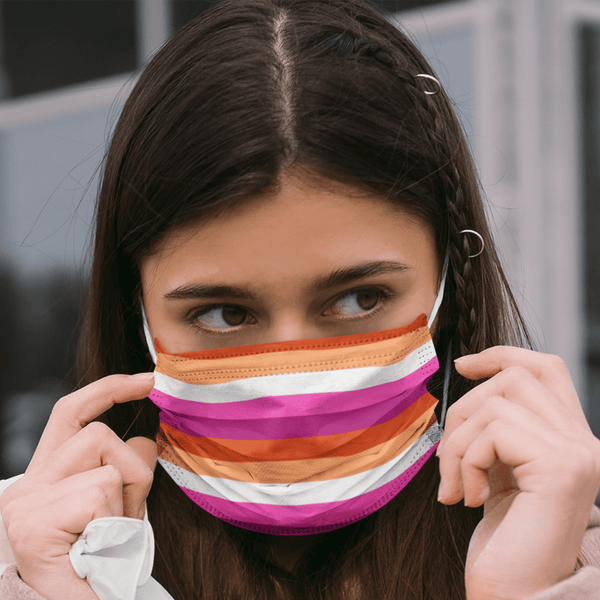 65 MCMLXV LGBT Lesbian Pride Sunset Flag Print Face Mask - 65mcmlxv