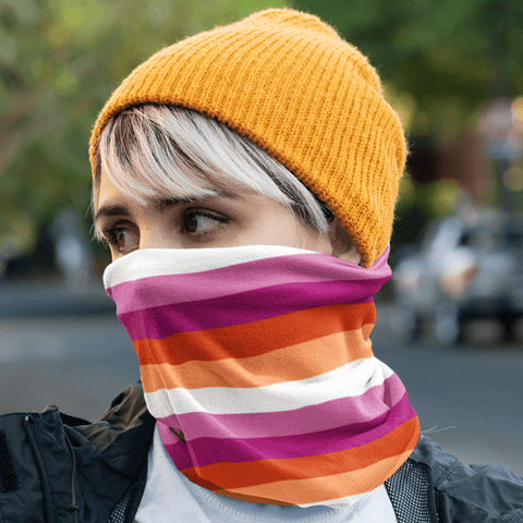 65 MCMLXV LGBT Lesbian Pride Sunset Flag Print Neck Gaiter - 65mcmlxv