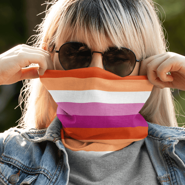65 MCMLXV LGBT Lesbian Pride Sunset Flag Print Neck Gaiter - 65mcmlxv