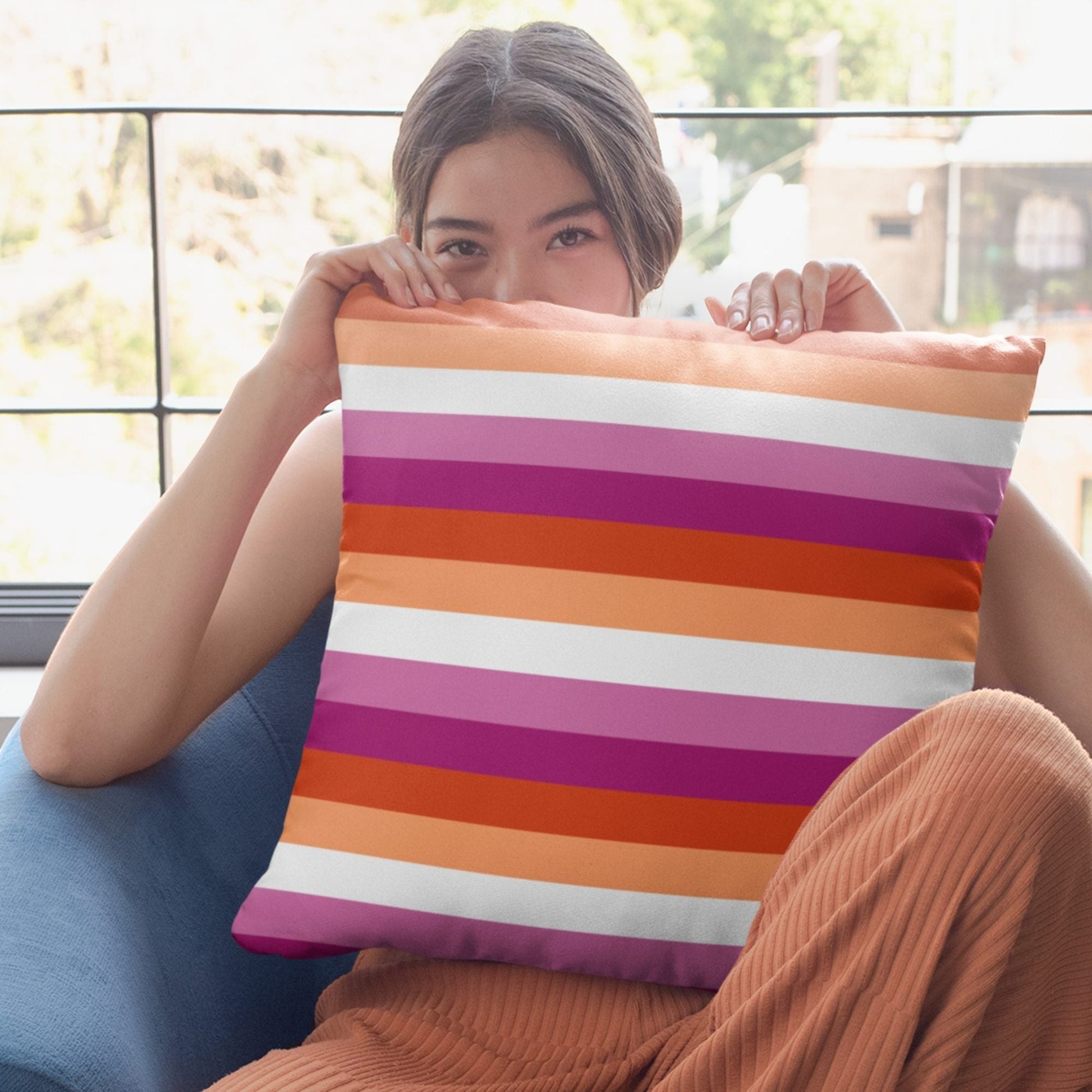 65 MCMLXV LGBT Lesbian Pride Sunset Flag Print Pillow Cushion Cover - 65mcmlxv