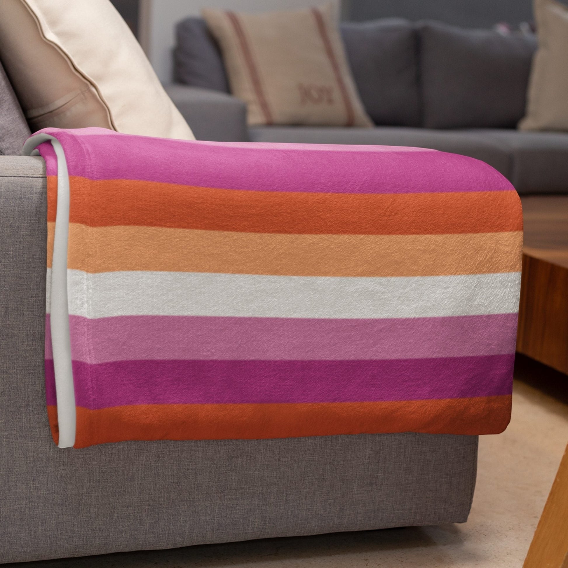65 MCMLXV LGBT Lesbian Pride Sunset Flag Print Throw Blanket - 65mcmlxv