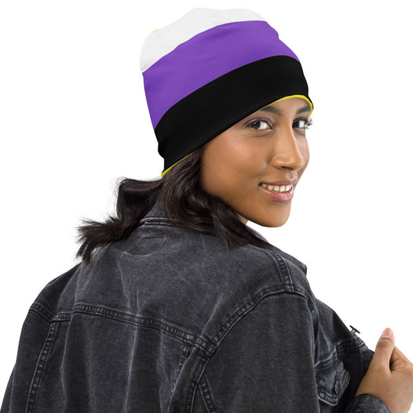 65 MCMLXV LGBT Non - Binary Pride Flag Print Beanie Skullcap - 65mcmlxv
