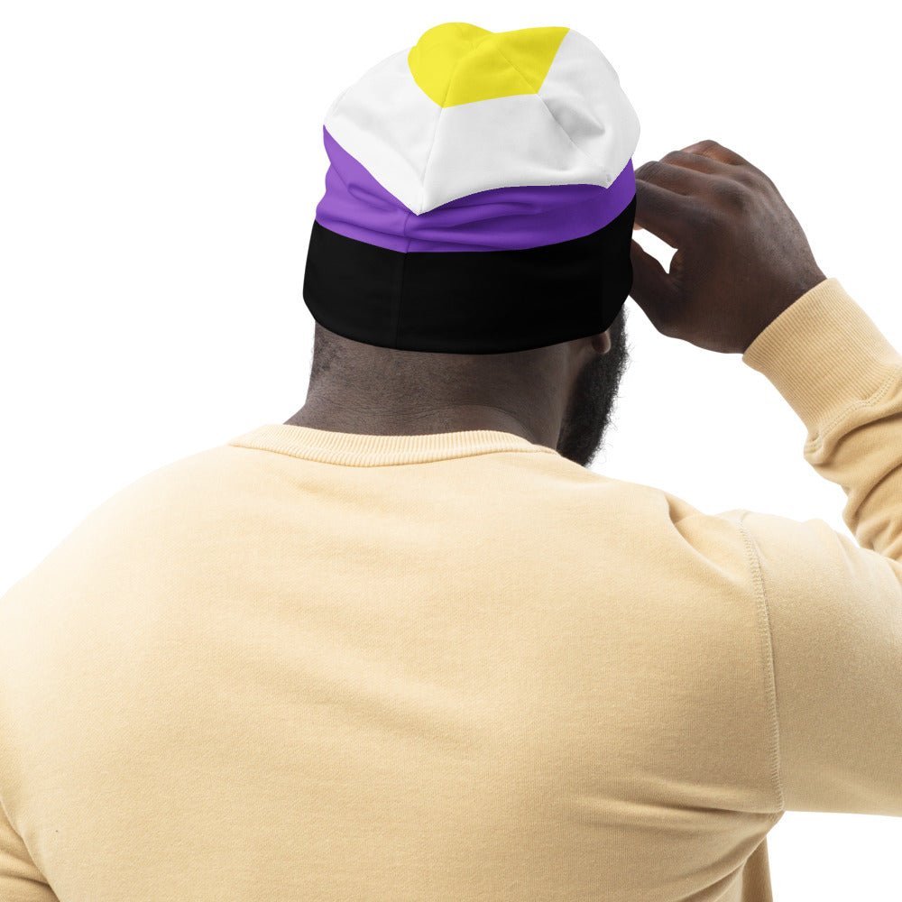 65 MCMLXV LGBT Non - Binary Pride Flag Print Beanie Skullcap - 65mcmlxv