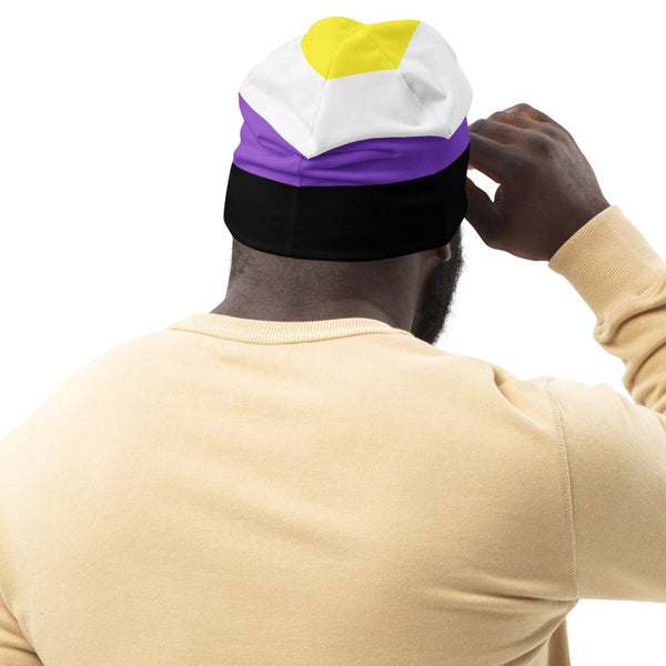 65 MCMLXV LGBT Non - Binary Pride Flag Print Beanie Skullcap - 65mcmlxv