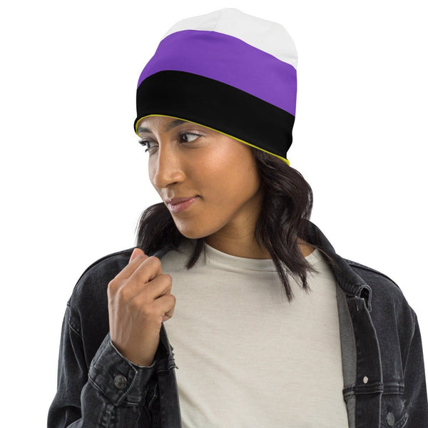 65 MCMLXV LGBT Non - Binary Pride Flag Print Beanie Skullcap - 65mcmlxv