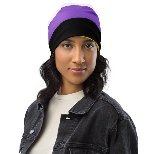 65 MCMLXV LGBT Non - Binary Pride Flag Print Beanie Skullcap - 65mcmlxv