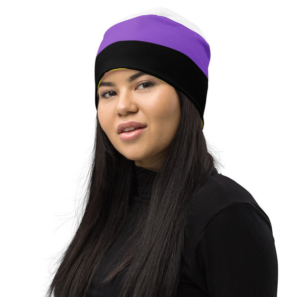 65 MCMLXV LGBT Non - Binary Pride Flag Print Beanie Skullcap - 65mcmlxv