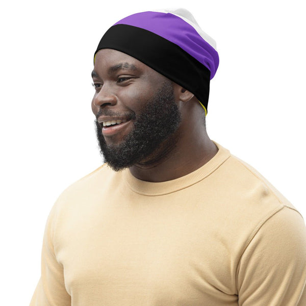 65 MCMLXV LGBT Non - Binary Pride Flag Print Beanie Skullcap - 65mcmlxv