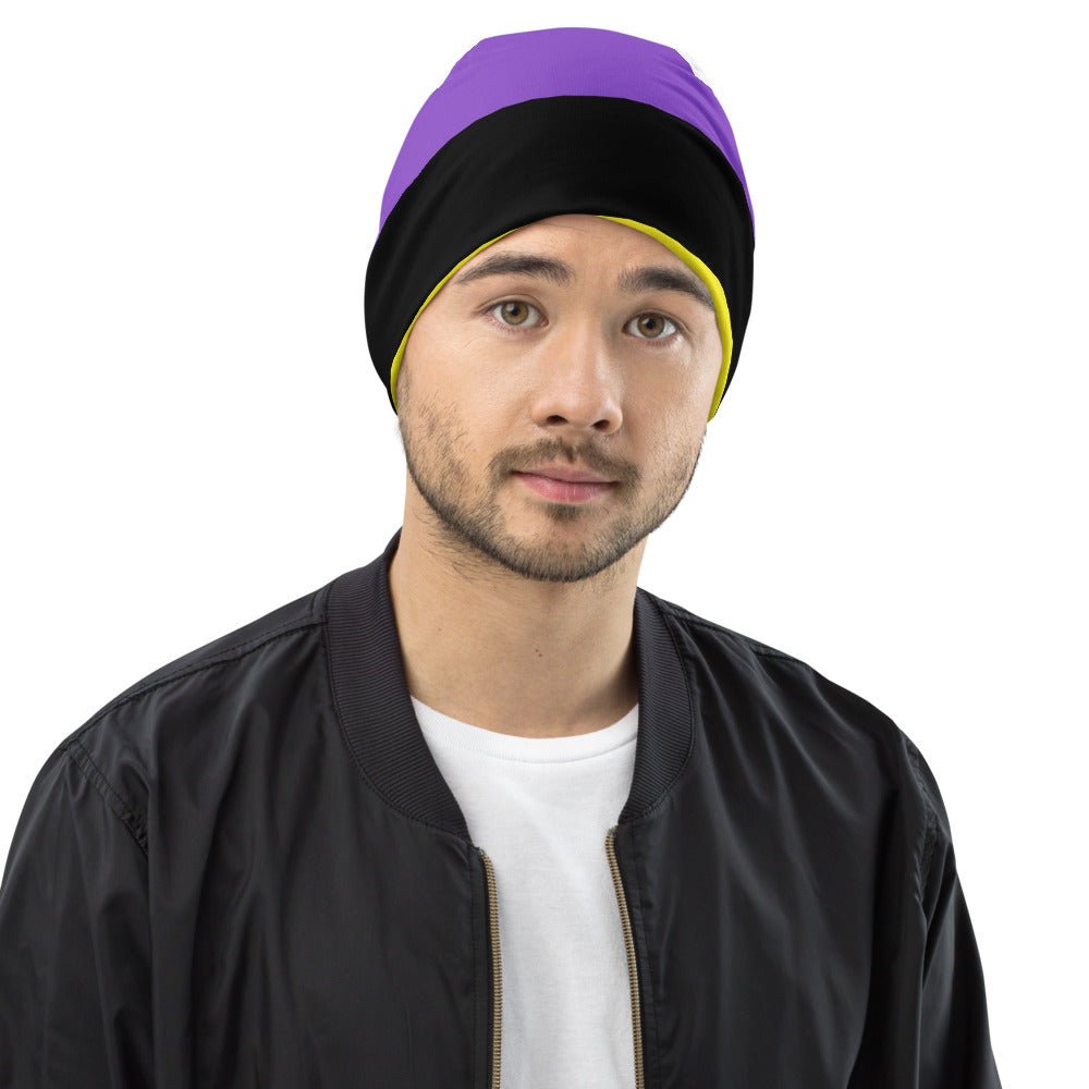 65 MCMLXV LGBT Non - Binary Pride Flag Print Beanie Skullcap - 65mcmlxv