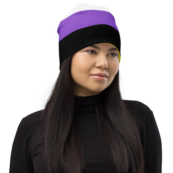 65 MCMLXV LGBT Non - Binary Pride Flag Print Beanie Skullcap - 65mcmlxv