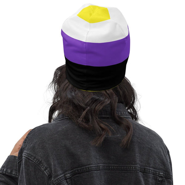 65 MCMLXV LGBT Non - Binary Pride Flag Print Beanie Skullcap - 65mcmlxv